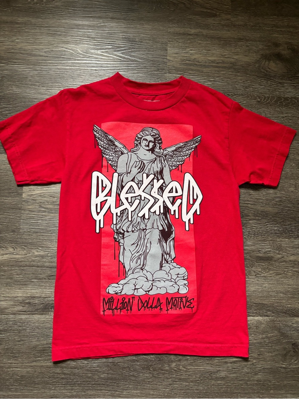 Red 'Blessed' Graphic Short Sleeve Tee